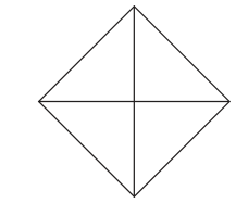 Contorno em forma de losango, com vértices superior, inferior, esquerdo e direito. Um segmento vertical liga o vértice superior ao inferior. Um segmento horizontal liga o vértice esquerdo ao direito e cruza o vertical.