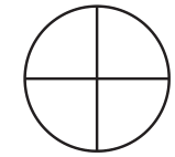 Circunferência completa, dividida em quatro partes iguais por um diâmetro vertical e outro horizontal.