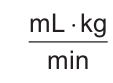 Produto de mililitro por quilograma sobre minuto.
