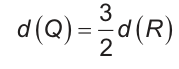 d de Q é igual a três meios de d de R.